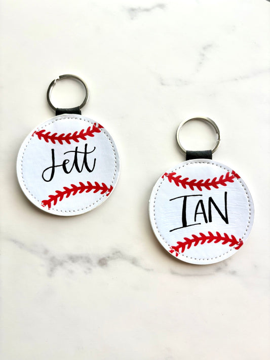 Leather Baseball & Softball 3” Tag Keychain